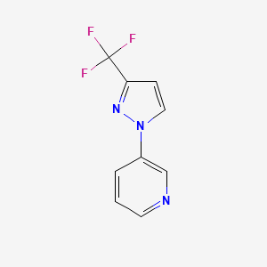 molecular formula C9H6F3N3 B12574225 Pyridine, 3-[3-(trifluoromethyl)-1H-pyrazol-1-yl]- CAS No. 588717-60-6