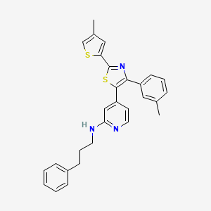 4-[4-(3-methylphenyl)-2-(4-methylthiophen-2-yl)-1,3-thiazol-5-yl]-N-(3-phenylpropyl)pyridin-2-amine