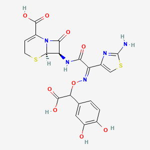 molecular formula C20H17N5O9S2 B1257458 (6R,7R)-7-[[(2Z)-2-(2-amino-1,3-thiazol-4-yl)-2-[carboxy-(3,4-dihydroxyphenyl)methoxy]iminoacetyl]amino]-8-oxo-5-thia-1-azabicyclo[4.2.0]oct-2-ene-2-carboxylic acid 