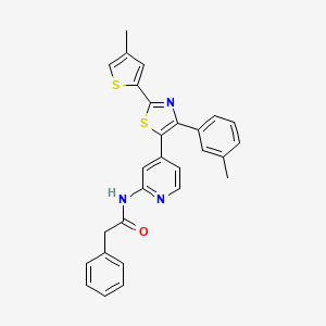 N-{4-[4-(3-Methylphenyl)-2-(4-methylthiophen-2-yl)-1,3-thiazol-5-yl]pyridin-2-yl}-2-phenylacetamide