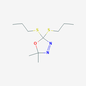 molecular formula C10H20N2OS2 B12575061 2,2-Dimethyl-5,5-bis(propylthio)-1,3,4-oxadiazole CAS No. 222625-77-6