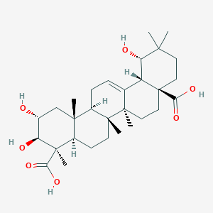 molecular formula C30H46O7 B1257513 (2R,3R,4R,4aR,6aR,6bS,8aR,12S,12aS,14aR,14bR)-2,3,12-trihydroxy-4,6a,6b,11,11,14b-hexamethyl-1,2,3,4a,5,6,7,8,9,10,12,12a,14,14a-tetradecahydropicene-4,8a-dicarboxylic acid 