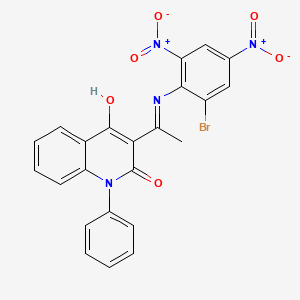 molecular formula C23H15BrN4O6 B12575554 3-[N-(2-bromo-4,6-dinitrophenyl)-C-methylcarbonimidoyl]-4-hydroxy-1-phenylquinolin-2-one 