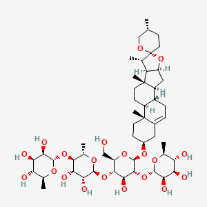 molecular formula C51H82O20 B1257625 (2S,3R,4R,5R,6S)-2-[(2S,3R,4S,5R,6S)-4,5-dihydroxy-6-[(2R,3S,4S,5R,6R)-4-hydroxy-2-(hydroxymethyl)-6-[(1S,2S,4S,5'R,6R,7S,8R,9S,12S,13R,16S)-5',7,9,13-tetramethylspiro[5-oxapentacyclo[10.8.0.02,9.04,8.013,18]icos-18-ene-6,2'-oxane]-16-yl]oxy-5-[(2S,3R,4R,5R,6S)-3,4,5-trihydroxy-6-methyloxan-2-yl]oxyoxan-3-yl]oxy-2-methyloxan-3-yl]oxy-6-methyloxane-3,4,5-triol 