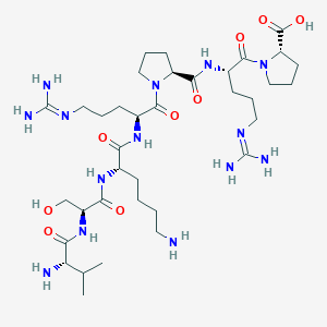 molecular formula C36H66N14O9 B12576288 L-Valyl-L-seryl-L-lysyl-N~5~-(diaminomethylidene)-L-ornithyl-L-prolyl-N~5~-(diaminomethylidene)-L-ornithyl-L-proline CAS No. 189457-06-5