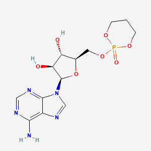molecular formula C13H18N5O7P B1257646 9-(5'-(2-Oxo-1,3,2-dioxaphosphorinan-2-yl)-beta-arabinosyl)adenine CAS No. 78000-58-5