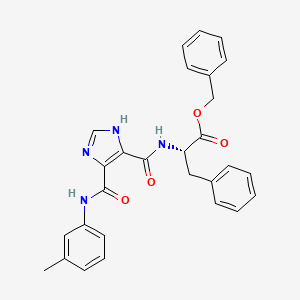 molecular formula C28H26N4O4 B1257667 (2S)-2-[[[4-[(3-methylanilino)-oxomethyl]-1H-imidazol-5-yl]-oxomethyl]amino]-3-phenylpropanoic acid (phenylmethyl) ester 