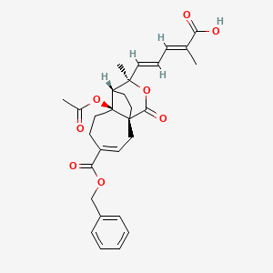 molecular formula C29H32O8 B1257668 (2E,4E)-5-[(1R,7S,8S,9R)-7-acetyloxy-9-methyl-11-oxo-4-phenylmethoxycarbonyl-10-oxatricyclo[6.3.2.01,7]tridec-3-en-9-yl]-2-methylpenta-2,4-dienoic acid 