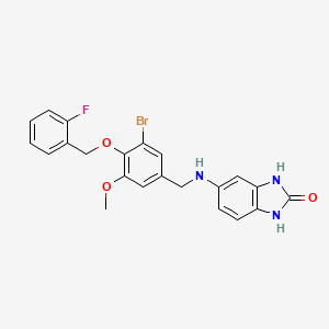 molecular formula C22H19BrFN3O3 B1257672 5-[[3-Bromo-4-[(2-fluorophenyl)methoxy]-5-methoxyphenyl]methylamino]-1,3-dihydrobenzimidazol-2-one 