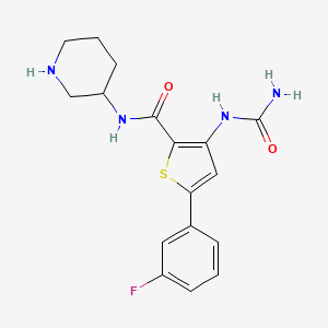 molecular formula C17H19FN4O2S B1257673 5-(3-fluorophenyl)-N-(piperidin-3-yl)-3-ureidothiophene-2-carboxamide 