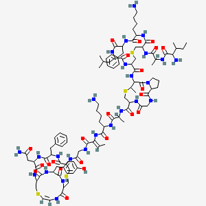 molecular formula C98H141N25O23S4 B1257705 N-[1-[[6-amino-1-[[(Z)-1-[[2-[[(17Z)-4-(2-amino-2-oxoethyl)-7-benzyl-23-[(4-hydroxyphenyl)methyl]-3,6,9,15,21,24-hexaoxo-12,19-dithia-2,5,8,16,22,25-hexazabicyclo[12.6.5]pentacos-17-en-10-yl]amino]-2-oxoethyl]amino]-1-oxobut-2-en-2-yl]amino]-1-oxohexan-2-yl]amino]-1-oxopropan-2-yl]-3-[[12-(4-aminobutyl)-15-[2-[(2-amino-3-methylpentanoyl)amino]propanoylamino]-9-benzyl-6-(2-methylpropyl)-5,8,11,14-tetraoxo-1-thia-4,7,10,13-tetrazacyclohexadecane-3-carbonyl]amino]-4-methyl-2,9,12-trioxo-5-thia-1,8,11-triazabicyclo[11.3.0]hexadecane-7-carboxamide 