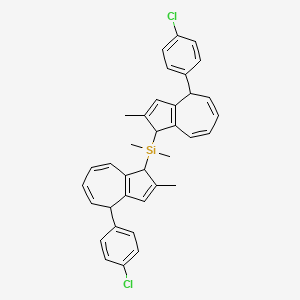 B12577665 Silane, bis[4-(4-chlorophenyl)-1,4-dihydro-2-methyl-1-azulenyl]dimethyl- CAS No. 209121-53-9