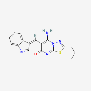 (6Z)-5-imino-6-(1H-indol-3-ylmethylene)-2-isobutyl-5,6-dihydro-7H-[1,3,4]thiadiazolo[3,2-a]pyrimidin-7-one