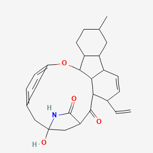 molecular formula C28H33NO4 B1257798 2,5-Etheno-7,10-methano-6H-fluoreno[9,1-bc]-1,8-oxaazacyclotetradecine-9,11(10H,12H)-dione, 12-ethenyl-7,8,11a,14a,14b,15,16,17,18,18a,18b,18c-dodecahydro-7-hydroxy-16-methyl- 