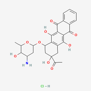 molecular formula C26H28ClNO9 B1257820 7-(4-azanyl-6-methyl-5-oxidanyl-oxan-2-yl)oxy-9-ethanoyl-6,9,11-tris(oxidanyl)-8,10-dihydro-7H-tetracene-5,12-dione hydrochloride 