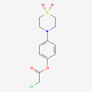 molecular formula C12H14ClNO4S B12578268 4-(1,1-Dioxo-1lambda~6~,4-thiazinan-4-yl)phenyl chloroacetate CAS No. 261895-98-1