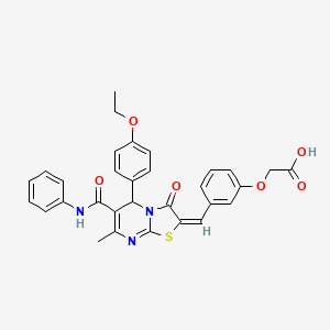 {3-[(6-(anilinocarbonyl)-5-(4-ethoxyphenyl)-7-methyl-3-oxo-5H-[1,3]thiazolo[3,2-a]pyrimidin-2(3H)-ylidene)methyl]phenoxy}acetic acid