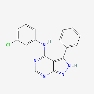 molecular formula C17H12ClN5 B12578384 1H-Pyrazolo[3,4-d]pyrimidin-4-amine, N-(3-chlorophenyl)-3-phenyl- CAS No. 196504-86-6