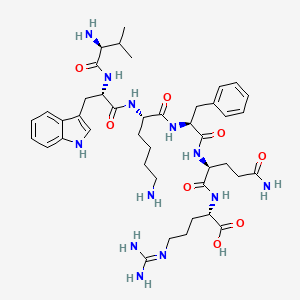 molecular formula C42H62N12O8 B12578385 L-Valyl-L-tryptophyl-L-lysyl-L-phenylalanyl-L-glutaminyl-N~5~-(diaminomethylidene)-L-ornithine CAS No. 630391-06-9