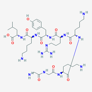 (2S)-2-[[(2S)-6-amino-2-[[(2S)-2-[[(2S)-2-[[(2S)-6-amino-2-[[(2S)-6-amino-2-[[2-[(2-aminoacetyl)amino]acetyl]amino]hexanoyl]amino]hexanoyl]amino]-5-(diaminomethylideneamino)pentanoyl]amino]-3-(4-hydroxyphenyl)propanoyl]amino]hexanoyl]amino]-4-methylpentan