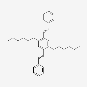 molecular formula C34H42 B12578619 1,1'-[(2,5-Dihexyl-1,4-phenylene)di(ethene-2,1-diyl)]dibenzene CAS No. 188904-47-4