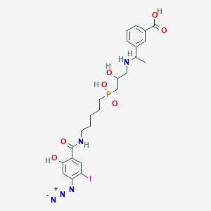 molecular formula C24H31IN5O7P B12578706 3-[1-[[3-[[5-[(4-Azido-2-hydroxy-5-iodobenzoyl)amino]pentyl]hydroxyphosphinyl]-2-hydroxypropyl]amino]ethyl]benzoic acid 