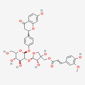 molecular formula C36H38O16 B12578719 [(4S,5S)-5-[(2S,4S,5S)-4,5-dihydroxy-6-(hydroxymethyl)-2-[4-[(2S)-7-hydroxy-4-oxo-2,3-dihydrochromen-2-yl]phenoxy]oxan-3-yl]oxy-3,4-dihydroxyoxolan-3-yl]methyl 3-(4-hydroxy-3-methoxyphenyl)prop-2-enoate 