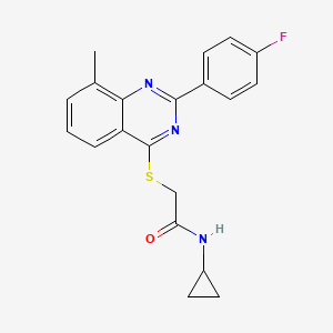 molecular formula C20H18FN3OS B12578746 Acetamide,N-cyclopropyl-2-[[2-(4-fluorophenyl)-8-methyl-4-quinazolinyl]thio]- 