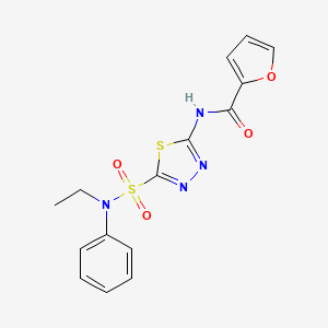 molecular formula C15H14N4O4S2 B1257891 N-[5-[ethyl(phenyl)sulfamoyl]-1,3,4-thiadiazol-2-yl]-2-furancarboxamide 