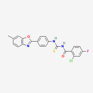 2-chloro-4-fluoro-N-{[4-(6-methyl-1,3-benzoxazol-2-yl)phenyl]carbamothioyl}benzamide