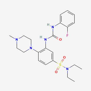 molecular formula C22H30FN5O3S B1257899 1-[5-(Diethylsulfamoyl)-2-(4-methyl-1-piperazinyl)phenyl]-3-(2-fluorophenyl)urea 