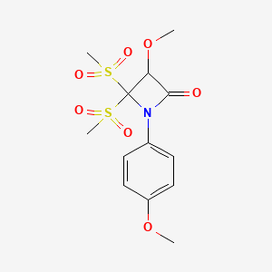 molecular formula C13H17NO7S2 B12579037 2-Azetidinone, 3-methoxy-1-(4-methoxyphenyl)-4,4-bis(methylsulfonyl)- CAS No. 500989-02-6