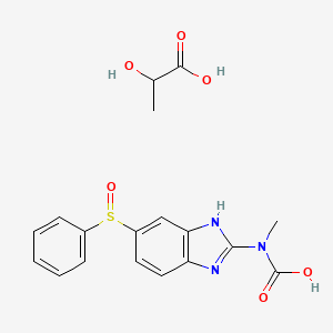 molecular formula C18H19N3O6S B12579056 [6-(benzenesulfinyl)-1H-benzimidazol-2-yl]-methylcarbamic acid;2-hydroxypropanoic acid CAS No. 591767-71-4