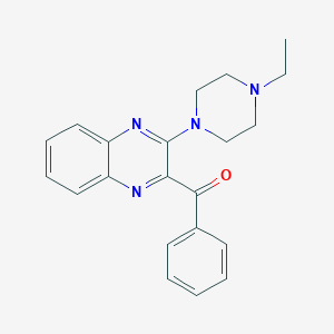 molecular formula C21H22N4O B12579090 Methanone, [3-(4-ethyl-1-piperazinyl)-2-quinoxalinyl]phenyl- CAS No. 185379-75-3