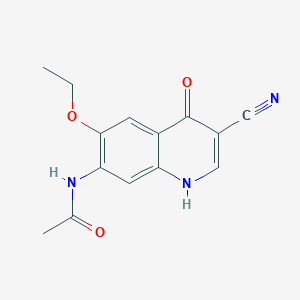 molecular formula C14H13N3O3 B12579414 Acetamide, N-(3-cyano-6-ethoxy-1,4-dihydro-4-oxo-7-quinolinyl)- 