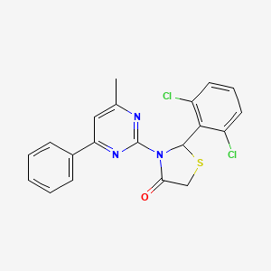 molecular formula C20H15Cl2N3OS B1257981 2-(2,6-Dichlorophenyl)-3-(4-methyl-6-phenyl-pyrimidin-2-yl)thiazolidin-4-one 