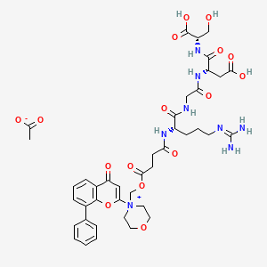 (3S)-4-[[(1S)-1-carboxy-2-hydroxyethyl]amino]-3-[[2-[[(2S)-5-(diaminomethylideneamino)-2-[[4-oxo-4-[[4-(4-oxo-8-phenylchromen-2-yl)morpholin-4-ium-4-yl]methoxy]butanoyl]amino]pentanoyl]amino]acetyl]amino]-4-oxobutanoic acid;acetate