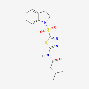 molecular formula C15H18N4O3S2 B1257991 N-[5-(2,3-dihydroindol-1-ylsulfonyl)-1,3,4-thiadiazol-2-yl]-3-methylbutanamide 