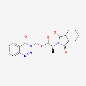 molecular formula C19H20N4O5 B1257998 (2S)-2-(1,3-dioxo-3a,4,5,6,7,7a-hexahydroisoindol-2-yl)propanoic acid (4-oxo-1,2,3-benzotriazin-3-yl)methyl ester 