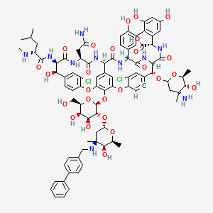 (1S,2R,18R,19R,22S,25R,28R,40S)-2-[(4R,5R,6S)-4-amino-5-hydroxy-4,6-dimethyloxan-2-yl]oxy-22-(2-amino-2-oxoethyl)-15,49-dichloro-48-[(2S,3R,4S,5R,6R)-4,5-dihydroxy-3-[(2S,4S,5S,6S)-5-hydroxy-4,6-dimethyl-4-[(4-phenylphenyl)methylamino]oxan-2-yl]oxy-6-(hydroxymethyl)oxan-2-yl]oxy-18,32,35,37-tetrahydroxy-19-[[(2R)-4-methyl-2-(methylamino)pentanoyl]amino]-20,23,26,42,44-pentaoxo-7,13-dioxa-21,24,27,41,43-pentazaoctacyclo[26.14.2.23,6.214,17.18,12.129,33.010,25.034,39]pentaconta-3,4,8,10,12(48),14,16,29(45),30,32,34(39),35,37,46,49-pentadecaene-40-carboxylic acid