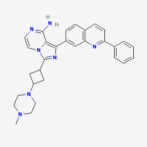 molecular formula C30H31N7 B1258018 3-[cis-3-(4-Methylpiperazin-1-yl)cyclobutyl]-1-(2-phenylquinolin-7-yl)imidazo[1,5-a]pyrazin-8-amine 