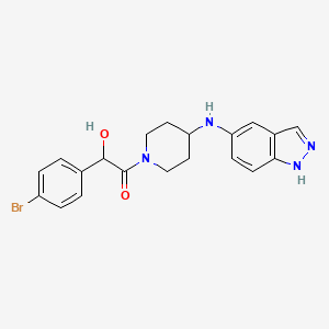 molecular formula C20H21BrN4O2 B1258042 2-(4-bromophenyl)-2-hydroxy-1-[4-(1H-indazol-5-ylamino)-1-piperidinyl]ethanone 