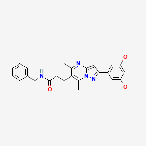 3-[2-(3,5-dimethoxyphenyl)-5,7-dimethyl-6-pyrazolo[1,5-a]pyrimidinyl]-N-(phenylmethyl)propanamide