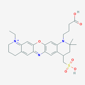 molecular formula C27H34N3O6S+ B1258073 4-[20-Ethyl-7,7-dimethyl-9-(sulfomethyl)-2-oxa-6,13-diaza-20-azoniapentacyclo[12.8.0.03,12.05,10.016,21]docosa-1(22),3(12),4,10,13,15,20-heptaen-6-yl]butanoic acid 