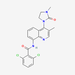 molecular formula C21H18Cl2N4O2 B1258091 2,6-Dichloro-N-(3-methyl-4-(3-methyl-2-oxo-1-imidazolidinyl)-8-quinolinyl)benzamide 