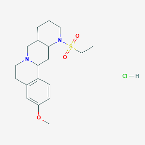 molecular formula C19H29ClN2O3S B1258096 12-Ethylsulfonyl-3-methoxy-5,6,8,8a,9,10,11,12a,13,13a-decahydroisoquinolino[2,1-g][1,6]naphthyridine;hydrochloride 