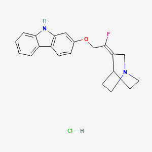 molecular formula C21H22ClFN2O B1258110 2-[(2Z)-2-(1-azabicyclo[2.2.2]octan-3-ylidene)-2-fluoroethoxy]-9H-carbazole;hydrochloride 