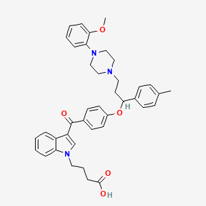 molecular formula C40H43N3O5 B1258119 4-[3-[4-[3-[4-(2-Methoxyphenyl)piperazin-1-yl]-1-(4-methylphenyl)propoxy]benzoyl]indol-1-yl]butanoic acid 