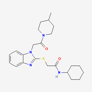 N-Cyclohexyl-2-({1-[2-(4-methyl-1-piperidinyl)-2-oxoethyl]-1H-benzimidazol-2-yl}sulfanyl)acetamide