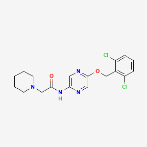 molecular formula C18H20Cl2N4O2 B12581535 N-{5-[(2,6-Dichlorophenyl)methoxy]pyrazin-2-yl}-2-(piperidin-1-yl)acetamide CAS No. 642084-66-0